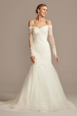 lace top plain bottom wedding dress