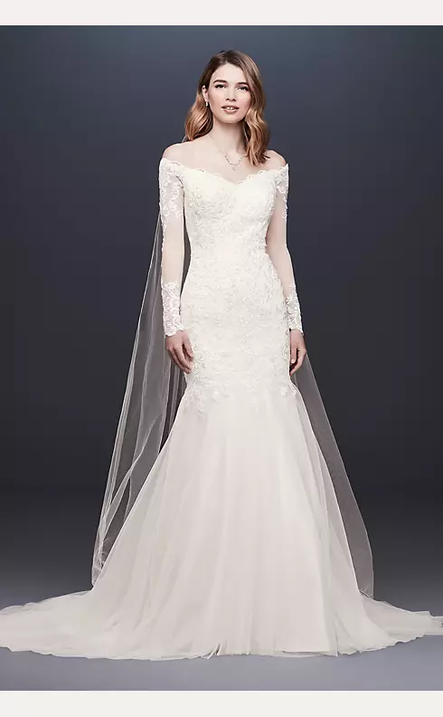 As-Is Long Sleeve Petite Wedding Dress Image 1