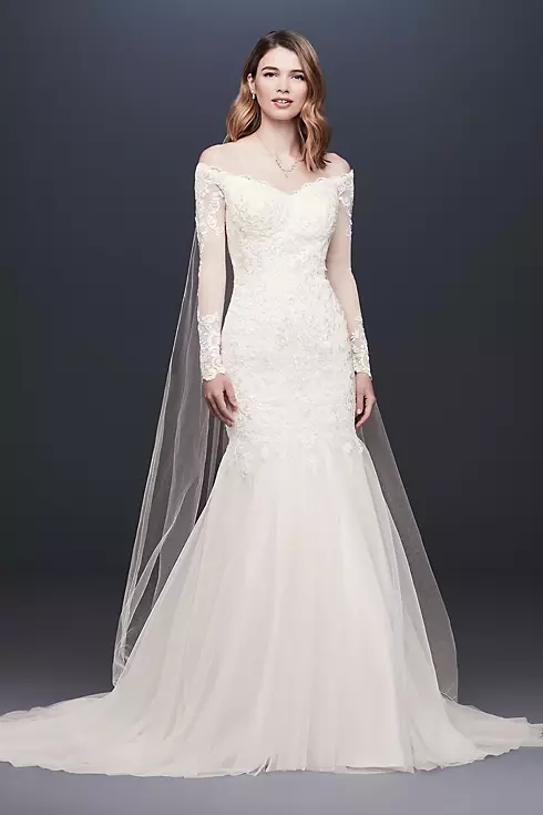 As-Is Long Sleeve Petite Wedding Dress Image 1
