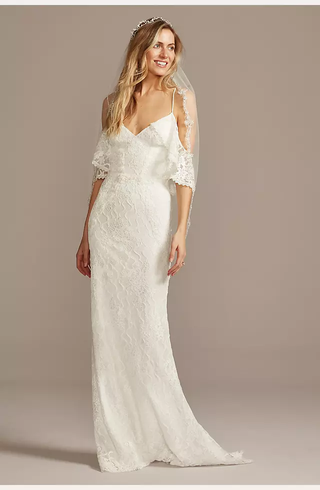 Ruffle Cold Shoulder Wedding Dress Image