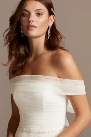 tulle off the shoulder wrap