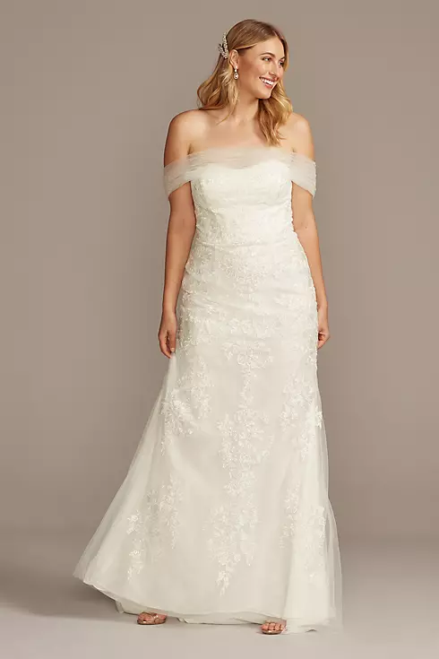 As Is Tulle Floral Off-the-Shoulder Wedding Dress Image 1