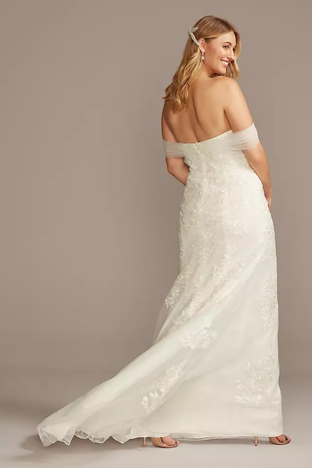 As Is Tulle Floral Off-the-Shoulder Wedding Dress Image 3