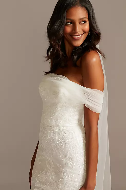 As Is Tulle Floral Off-the-Shoulder Wedding Dress Image 9