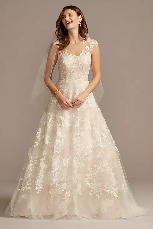 As Is Floral Applique Tulle Wedding Dress Image 1