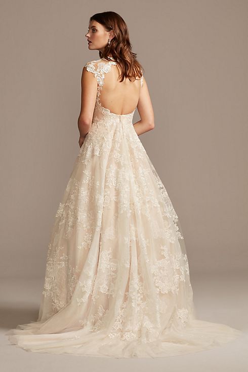 Floral Applique Point D'Esprit Tulle Wedding Dress Image 5