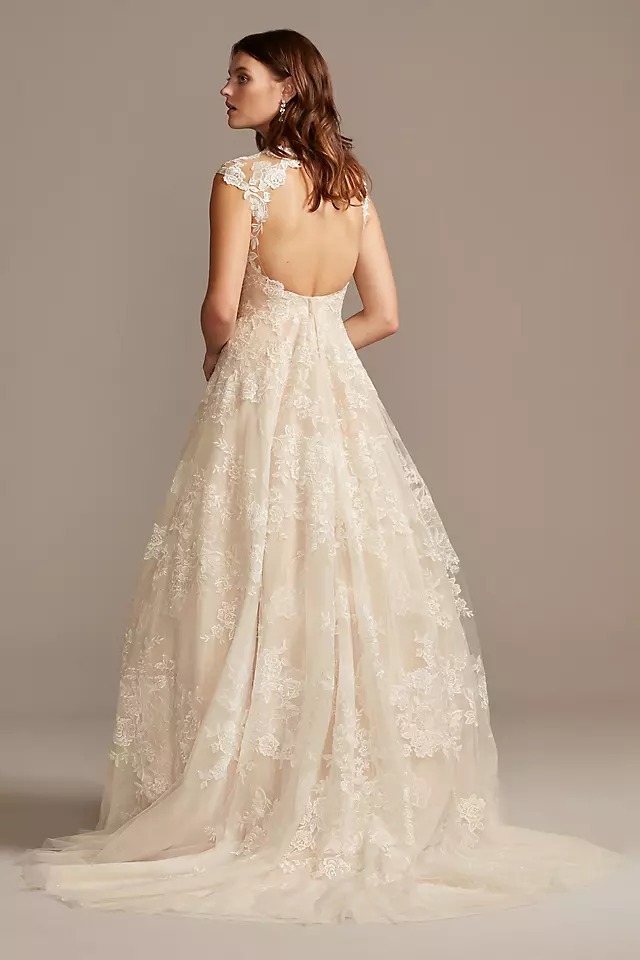 Floral Applique Point D'Esprit Tulle Wedding Dress Image 2
