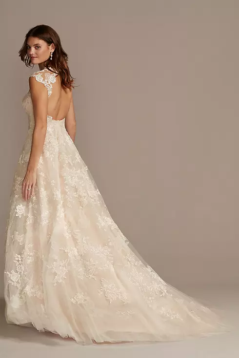 Floral Applique Point D'Esprit Tulle Wedding Dress Image 3