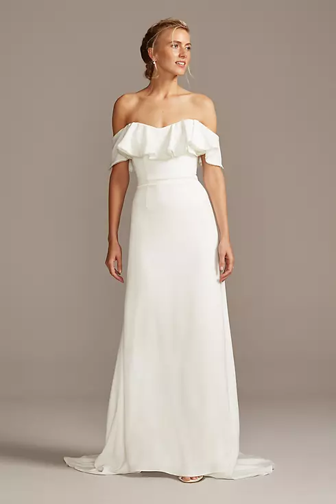 Pearl Trimmed Off-the-Shoulder Wedding Dress Image 1