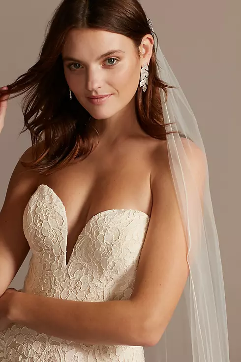 Sweetheart Plunge Lace Wedding Dress with Sash Image 3