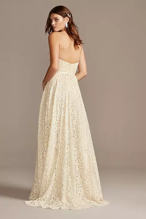 Sweetheart Plunge Lace Wedding Dress with Sash Image 2