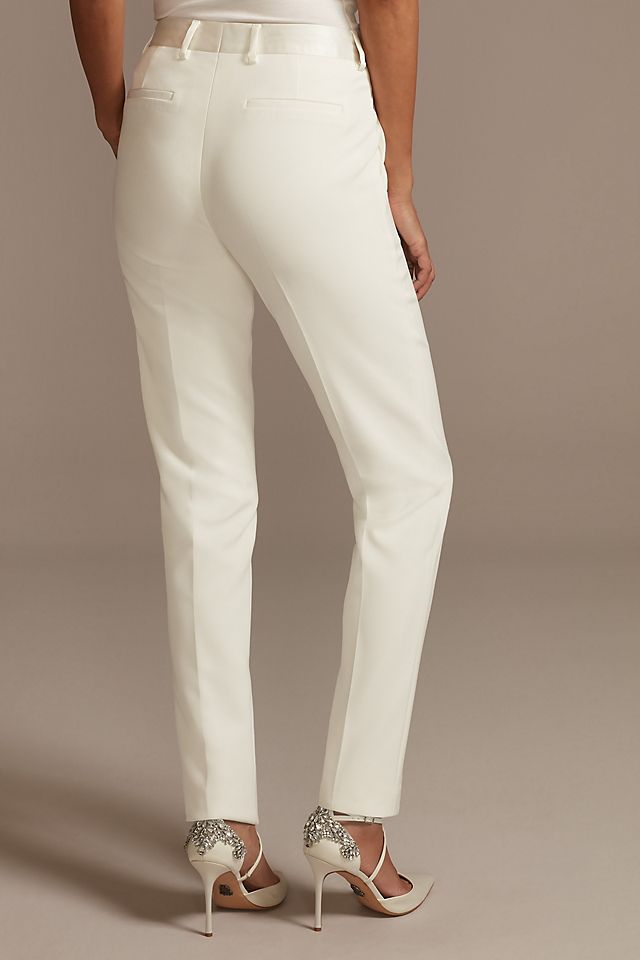 Satin Waistband Fitted Suit Pants Image 2