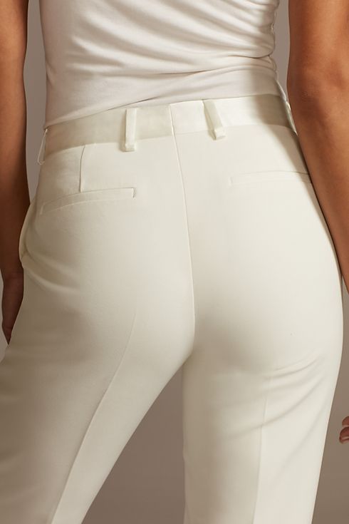 Satin Waistband Fitted Suit Pants Image 5