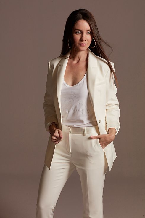 Relaxed Leg Suit Pants with Satin Waist Image 19