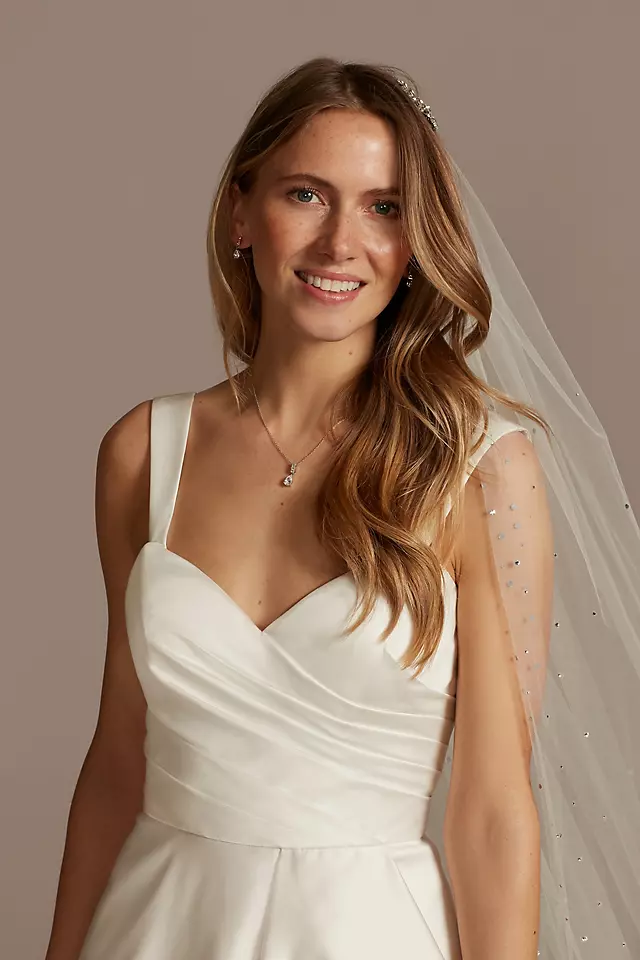 Satin Asymmetric Tulle Hem Plus Size Wedding Dress Image 4