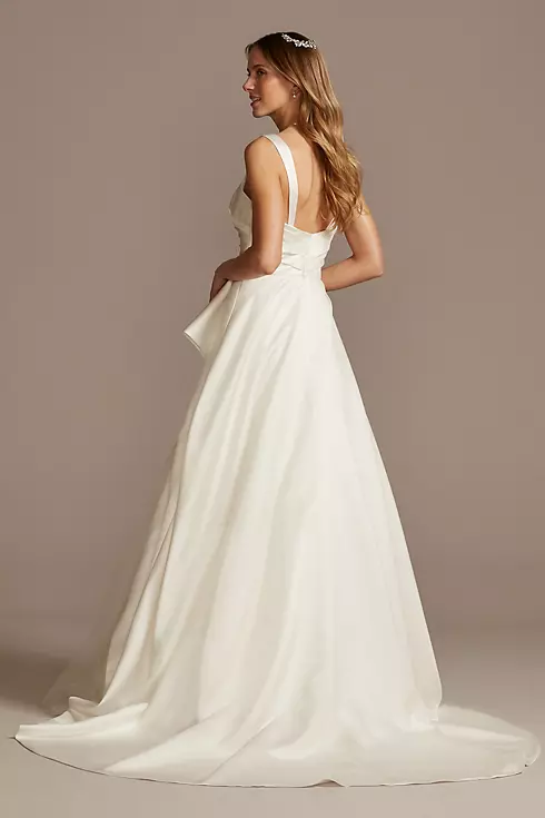 Satin Asymmetric Tulle Hem Plus Size Wedding Dress Image 3