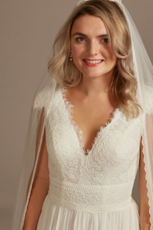 david's bridal illusion mesh with cutaway neck