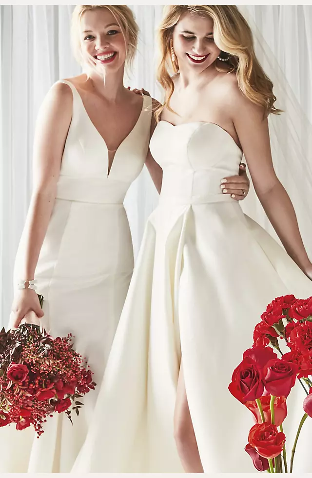 Strapless Satin Wedding Dresses A-Line Bridal Dresses W0067
