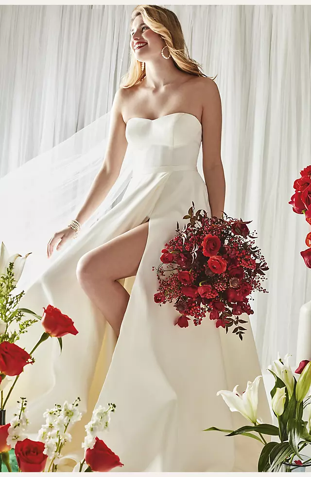 Strapless Satin Wedding Dress with Slit Image 5