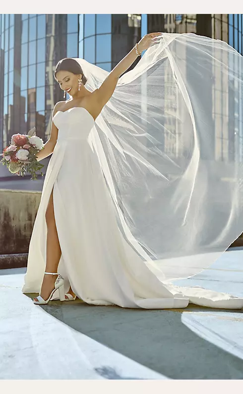 Strapless Satin Wedding Dress with Slit Image 6