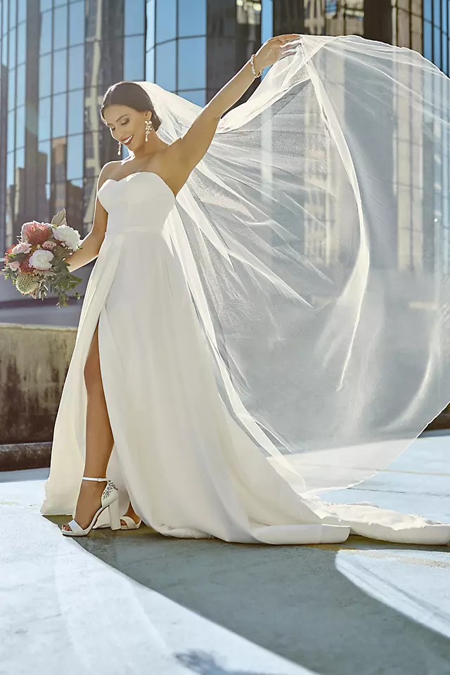 Strapless Satin Wedding Dress with Slit Image 6