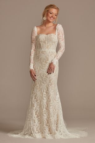 As Is Detachable Sleeves Lace Sheath Wedding Dress | David's Bridal
