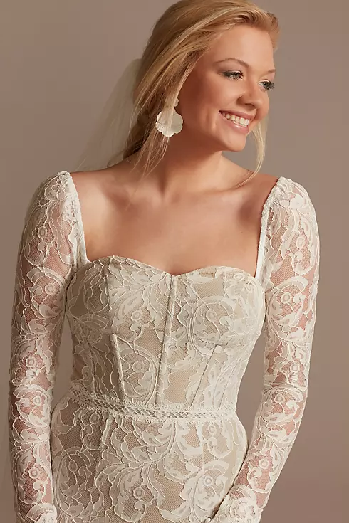 Detachable Sleeves Lace Sheath Wedding Dress Image 5