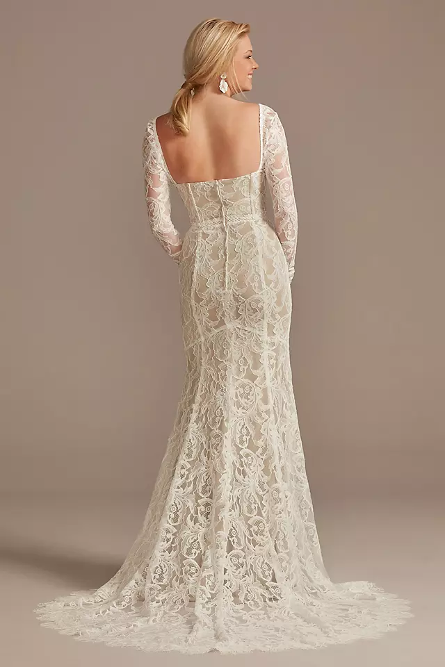 Detachable Sleeves Lace Sheath Wedding Dress Image 4