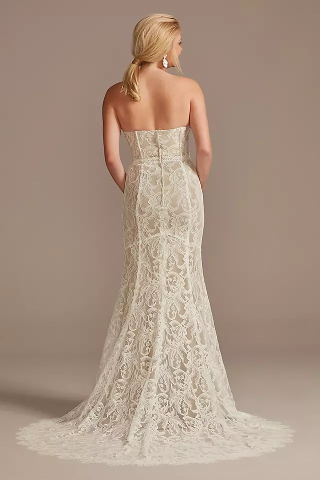 Detachable Sleeves Lace Sheath Wedding Dress Image 3