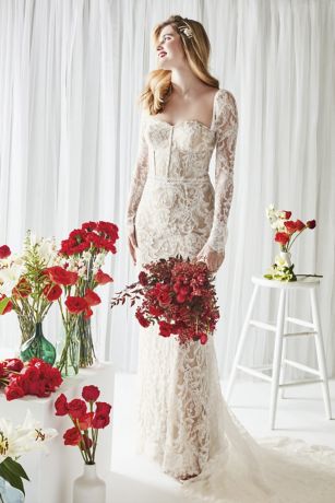 As Is Detachable Sleeves Lace Sheath Wedding Dress | David's Bridal