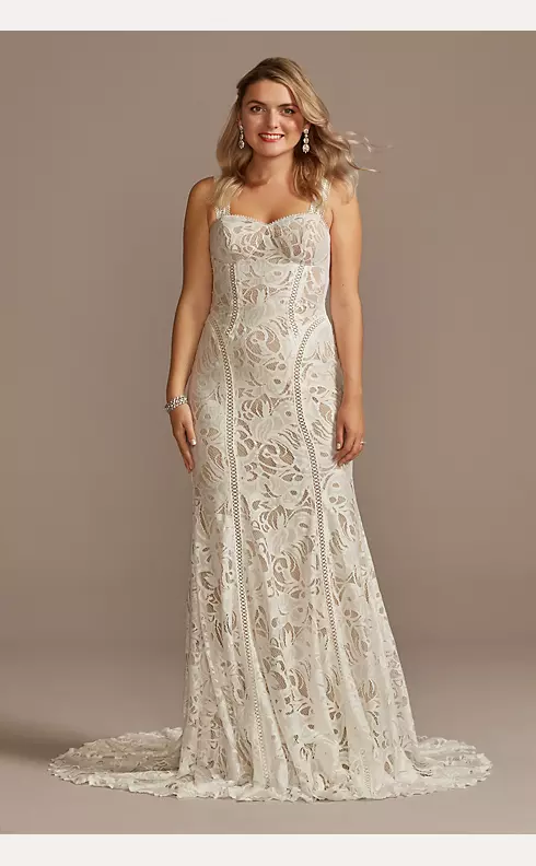 Strapless Stretch Lace Wedding Dress with Trim | David's Bridal