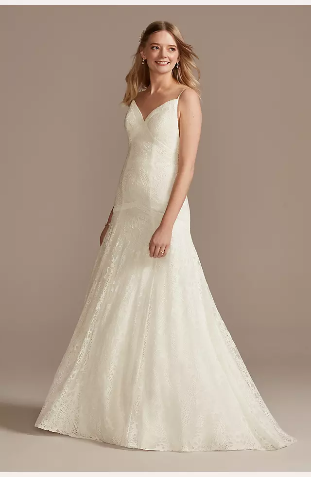 White Lace & Fringe Western Wedding Dress, Size 4-18
