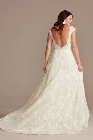 Illusion Cap Sleeve Lace Wedding Dress Image 2