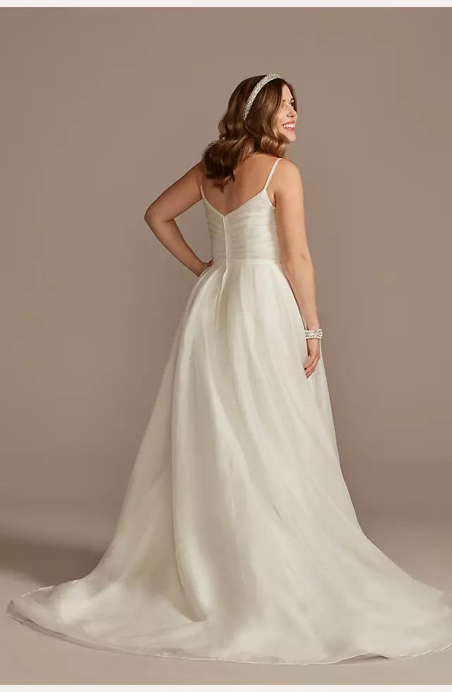 Pleated Organza A-Line Wedding Dress with Slit Image 2