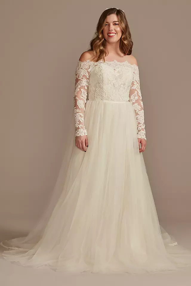 Lace Applique Off Shoulder Wedding Dress Image