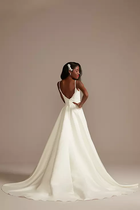 Scalloped Lace Satin Wedding Dress Image 2