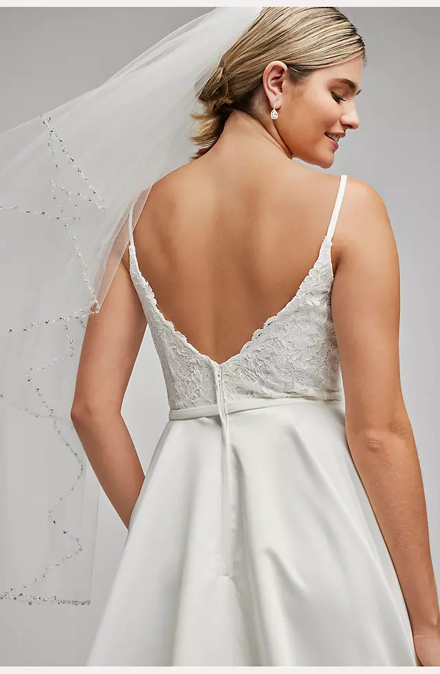 Scalloped Lace Satin Wedding Dress Image 4