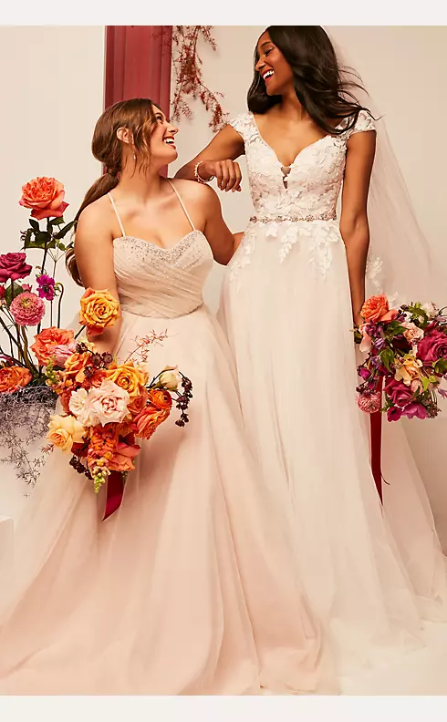 Pleated Bodice Tulle Strapless Plus Wedding Dress Image 6