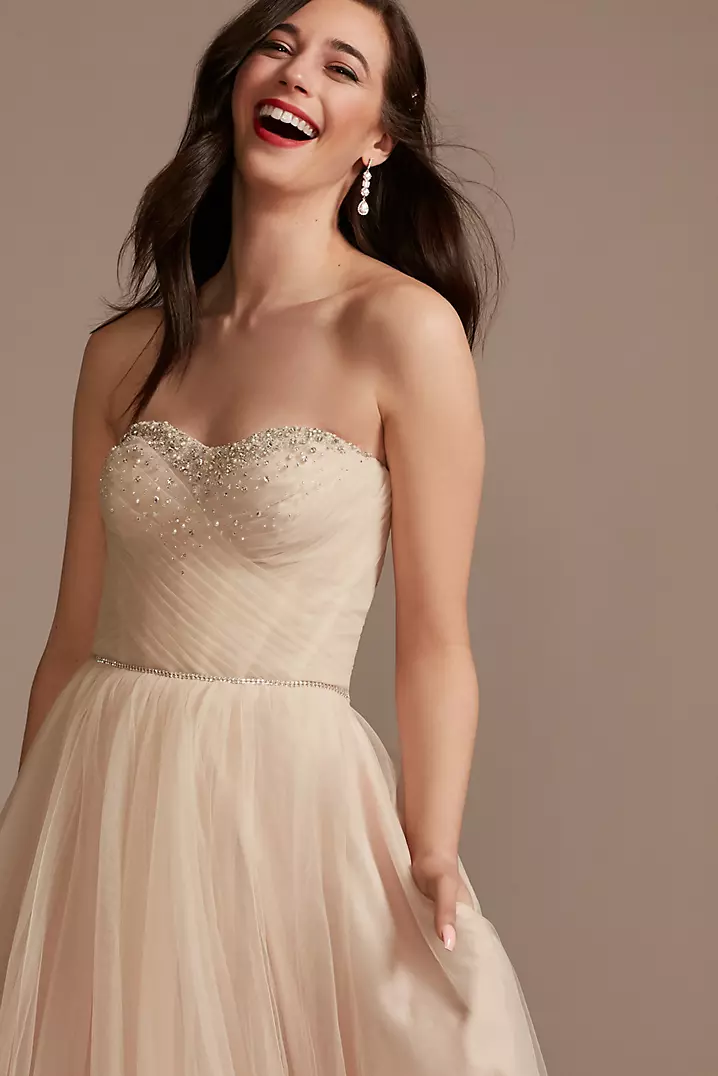 As Is Pleated Bodice Tulle Plus Wedding Dress | David's Bridal As Is Pleated Bodice Tulle Plus Wedding Dress | David's Bridal