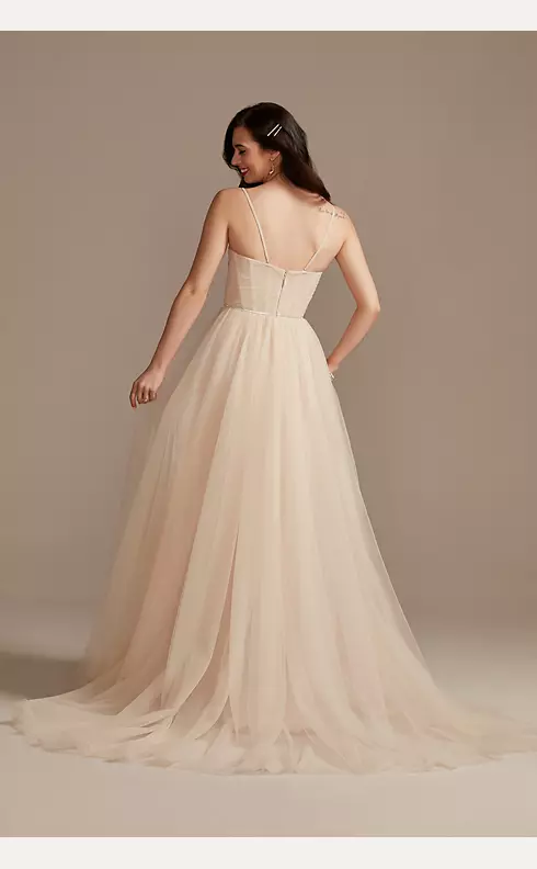 Pleated Bodice Tulle Strapless Plus Wedding Dress Image 2