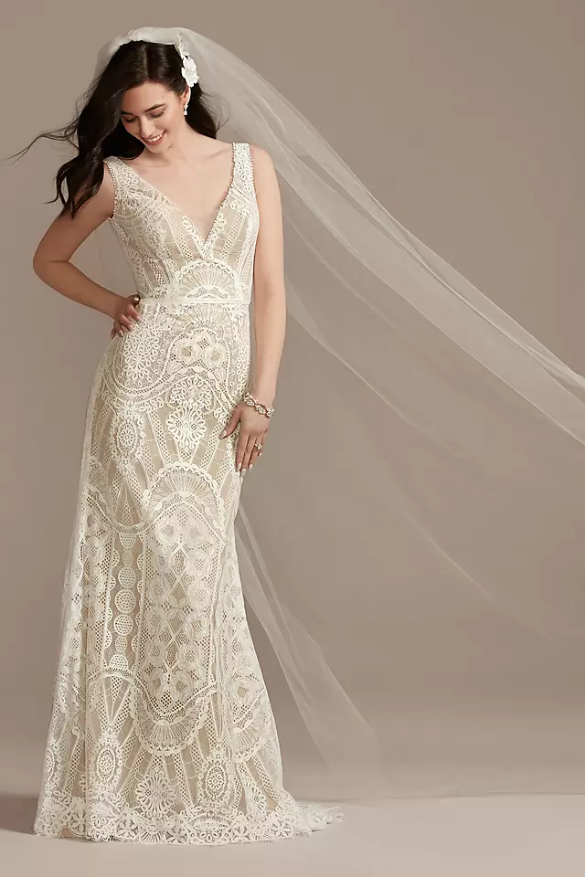As Is Geometric Lace Tank Wedding Dress | David's Bridal As Is Geometric Lace Tank Wedding Dress | David's Bridal