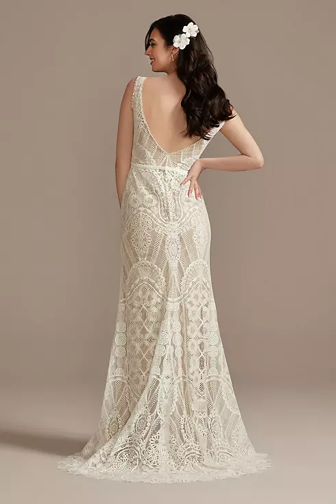 Geometric Lace Tank Wedding Dress Image 2