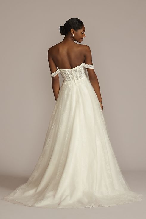 Floral Applique Corset Bodice Wedding Gown Image 3