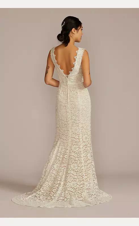 Allover Lace Tank Wedding Gown with V-Back Detail Image 2