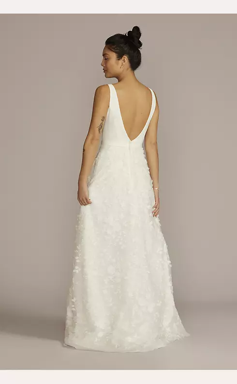 3D Floral Crepe A-Line Wedding Dress with Pockets Image 2
