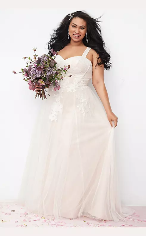 Beaded Floral Bodice Basque Waist Wedding Dress Image 5