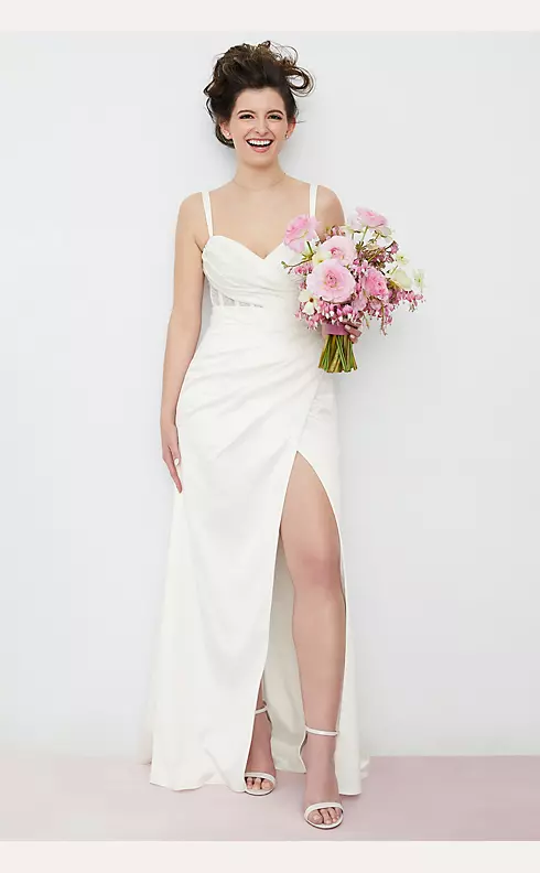 Corset Bodice Pleated Sheath Wedding Dress Image 4