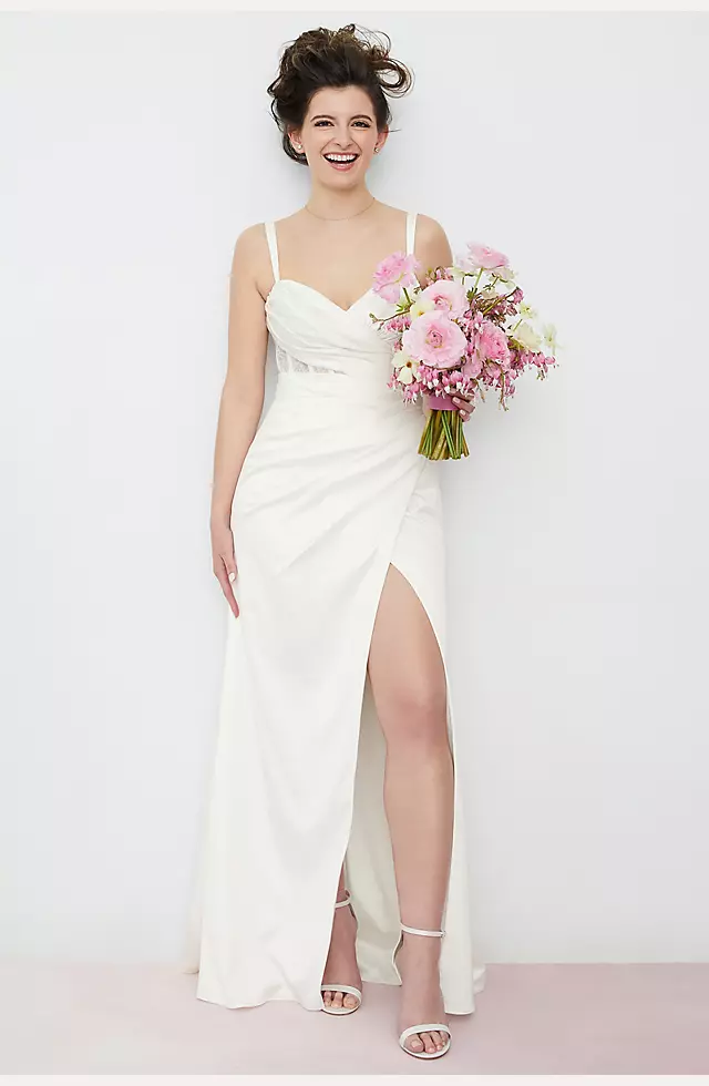 Corset Bodice Pleated Sheath Wedding Dress Image 4