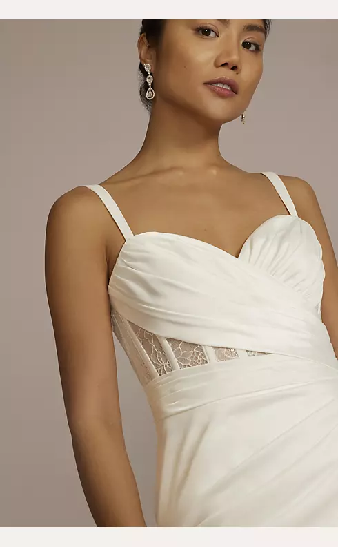 Corset Bodice Pleated Sheath Wedding Dress Image 3