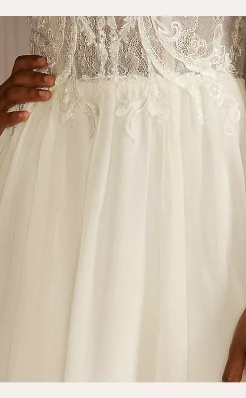 Lace Bodice Spaghetti Strap A-line Wedding Dress Image 4